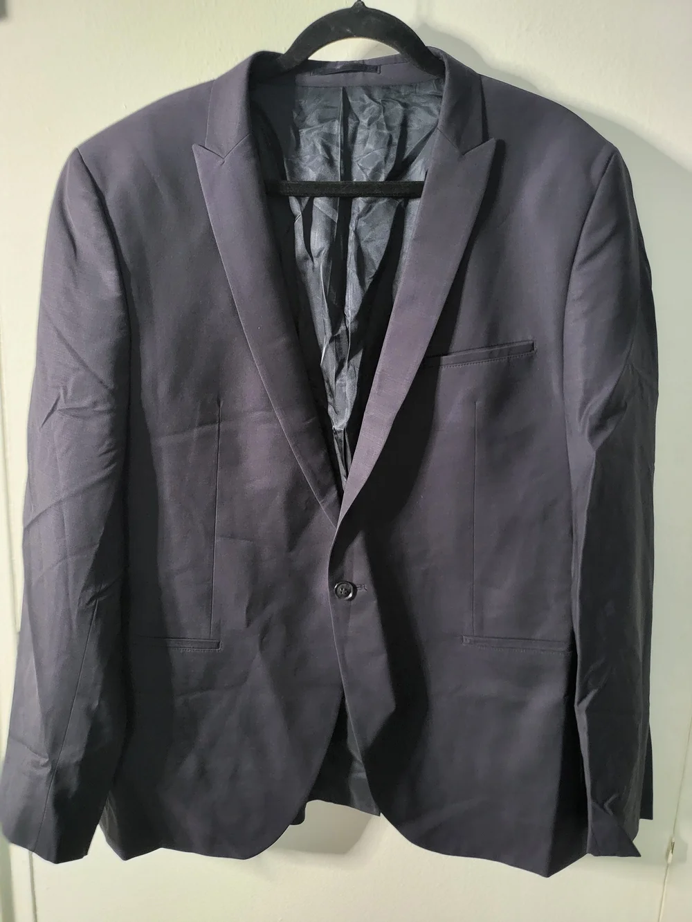 Men's Navy Single-Button Notch Lapel Blazer